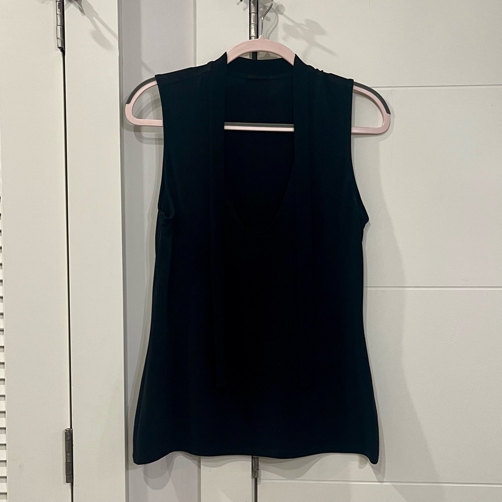 Sleeveless Scoop Neck Top with Tie Detail from Express